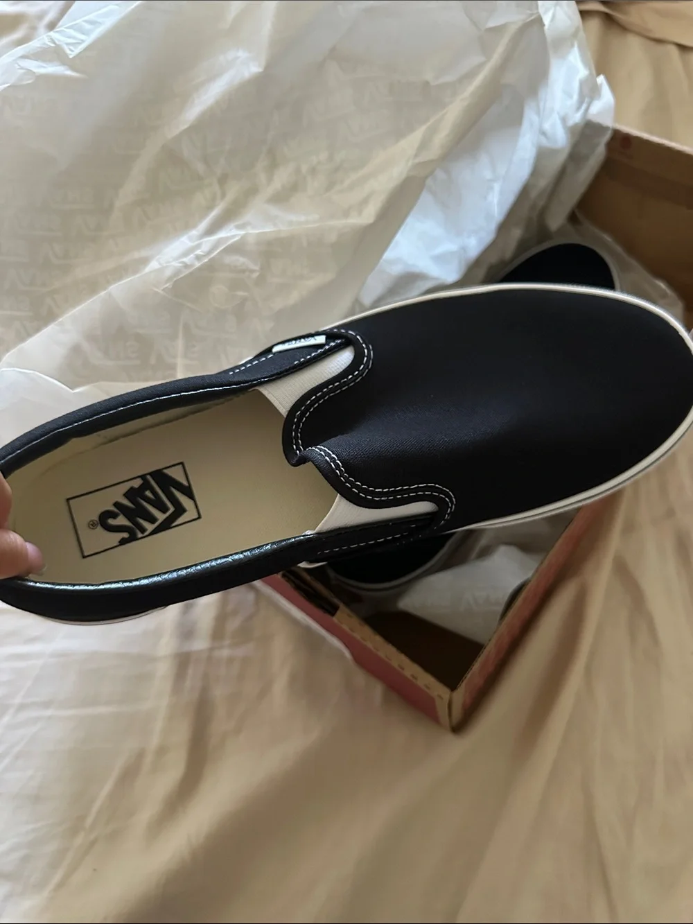 Vans Black & White Slip-On Loafer